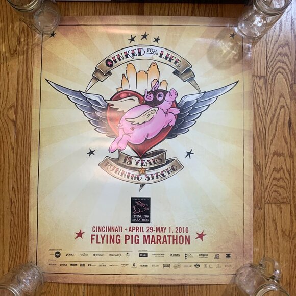 Cincinnati Flying Pig Marathon 2016 Poster Oinked For Life 18th Anniversary +Box - Picture 2 of 3